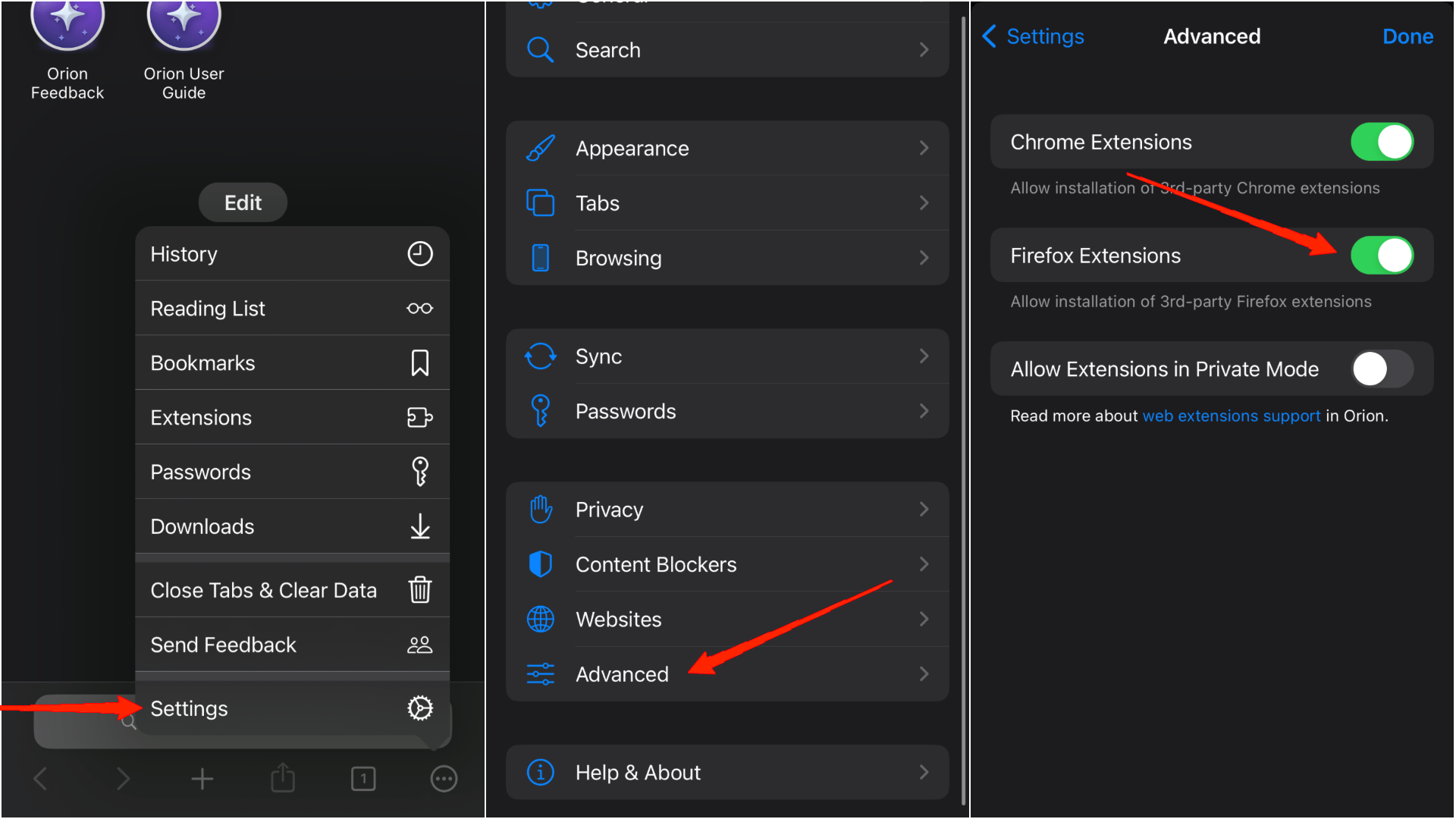 How to Use uBlock Origin on iPhone? 2 make sure you have enabled Firefox and Chrome extension options.