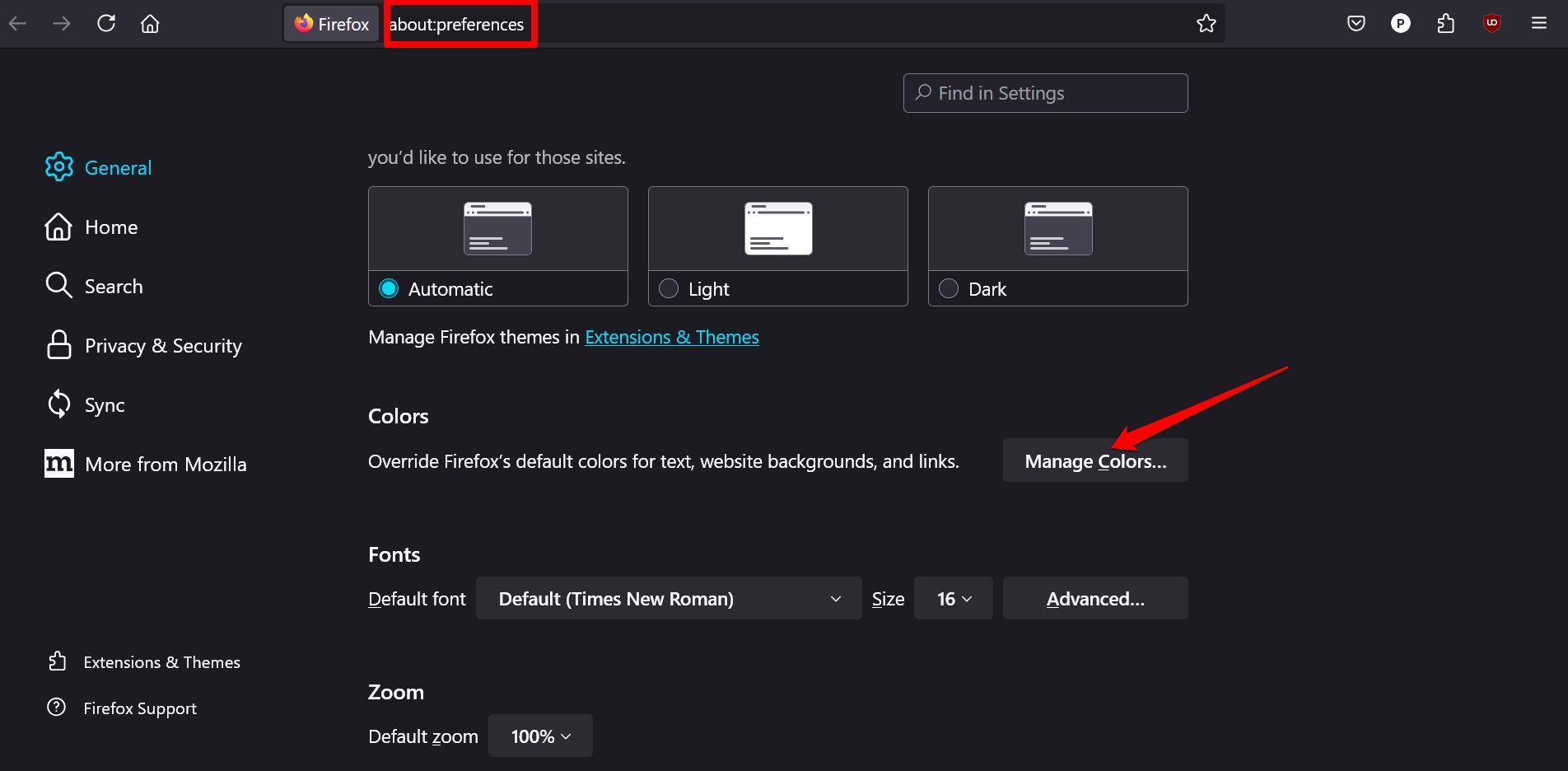 How to Fix YouTube Comment Showing Black Text in Dark Mode? 7 manage colors in Firefox