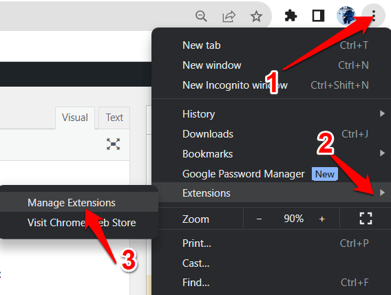 How to Fix Google Chat Not Working on Chrome? 9 Three dots>Extensions>More Extensions