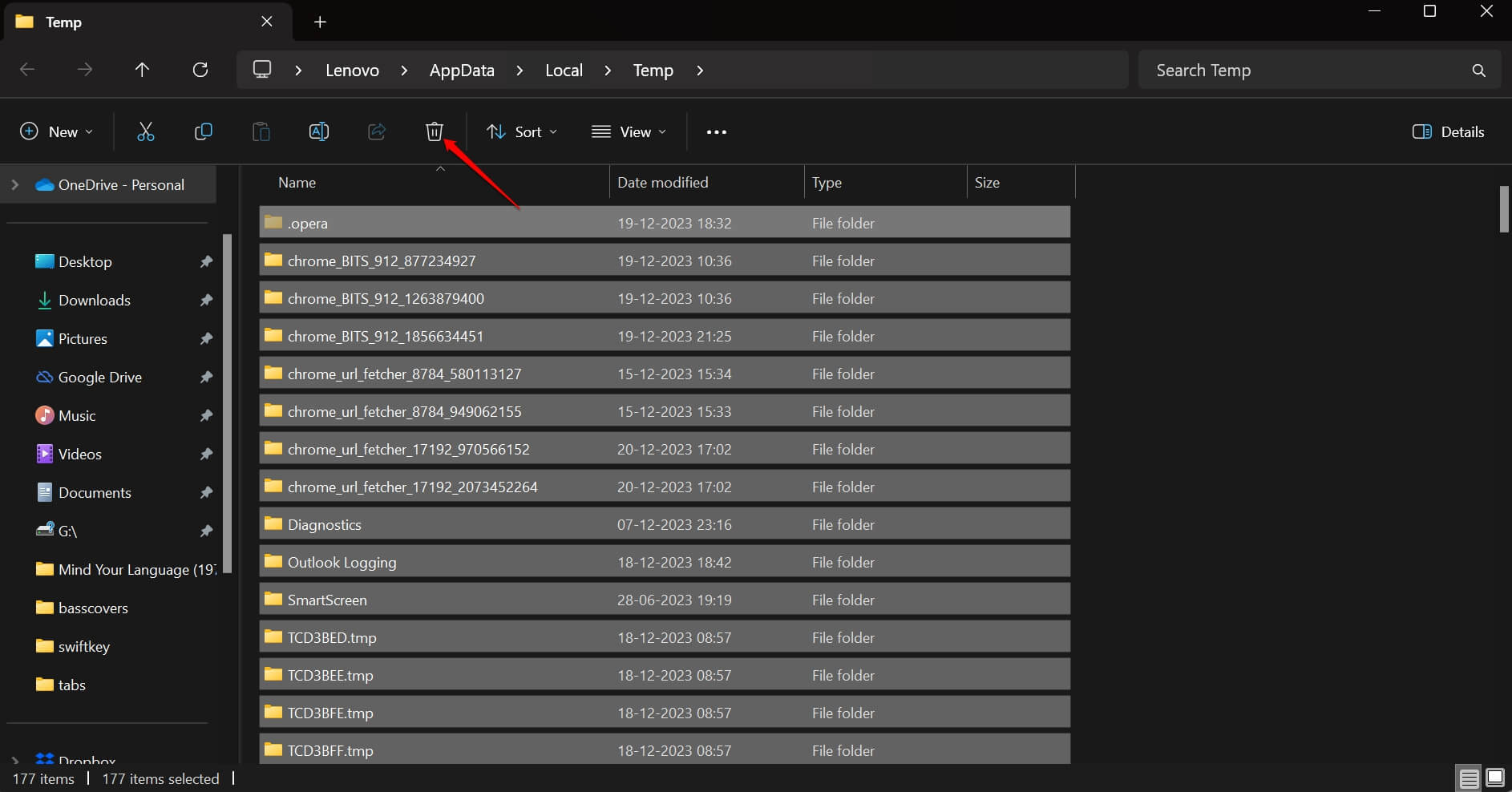 What to do if Disk Cleanup Not Working on Windows 11 3 manually delete all temporary files