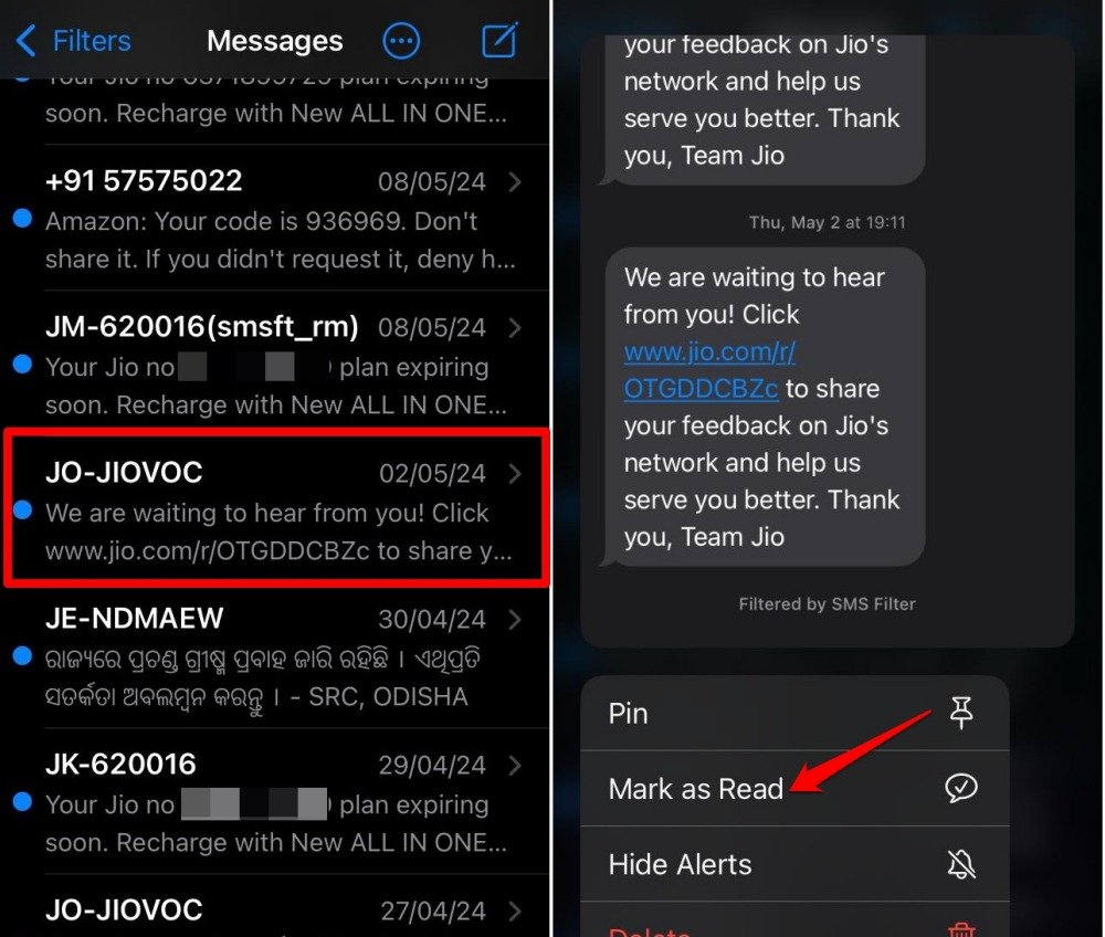 How to Mark All Messages as Read on iPhone 3 mark an individual message as read on iPhone