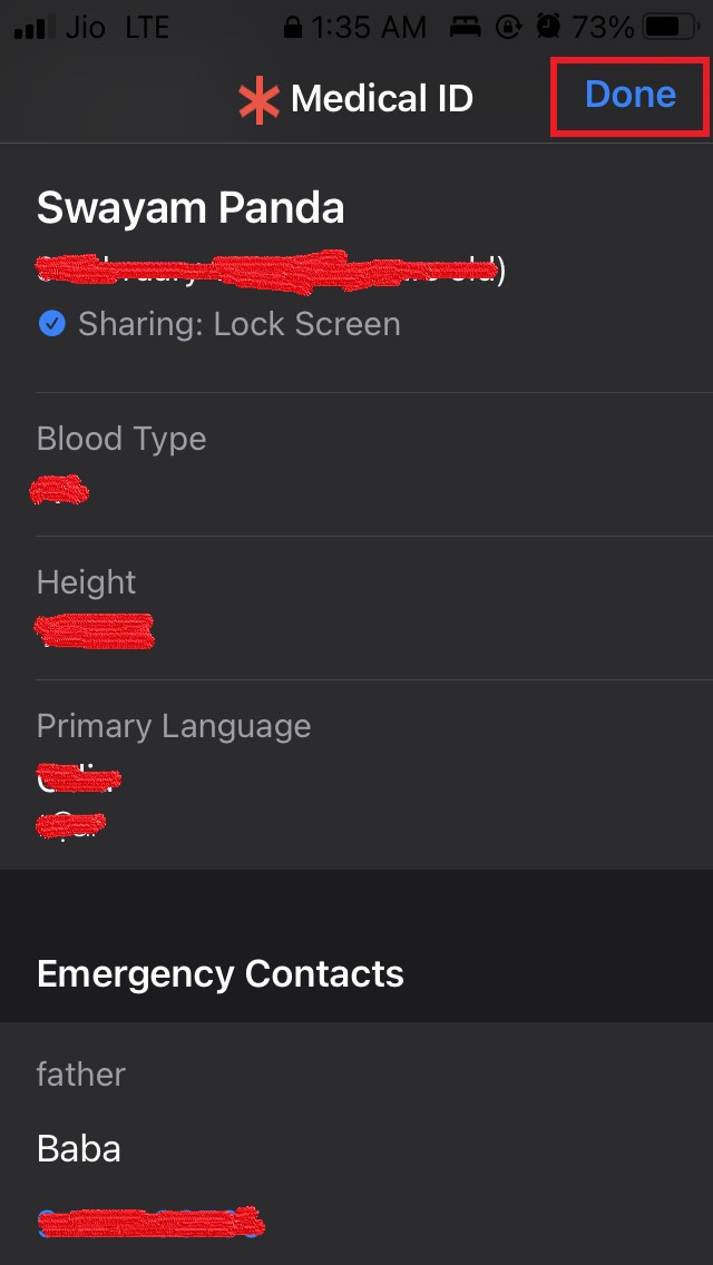 medical ID info