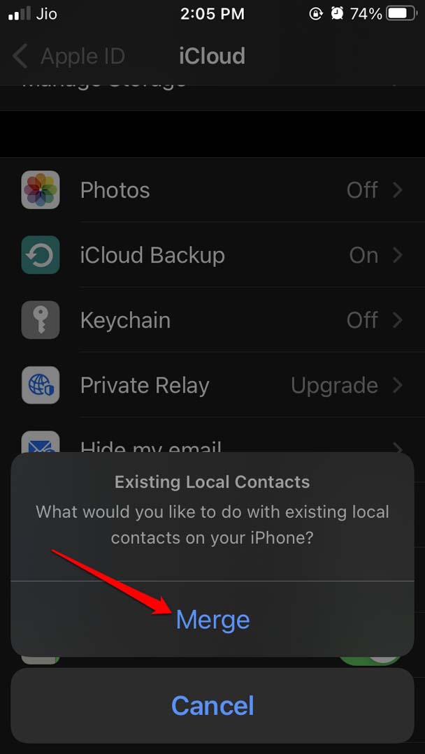 merge iPhone contacts