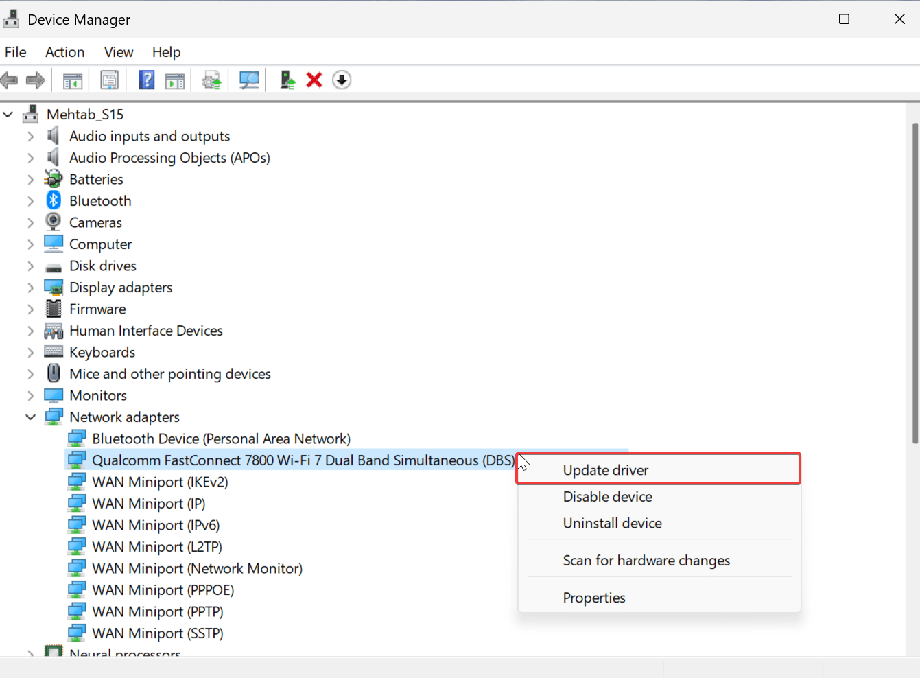 How to Fix No Wi-Fi Toggle in Action Center on Windows 11 8 click on Update driver