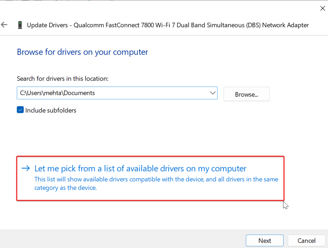 How to Fix No Wi-Fi Toggle in Action Center on Windows 11 15 Pick a driver from older ones