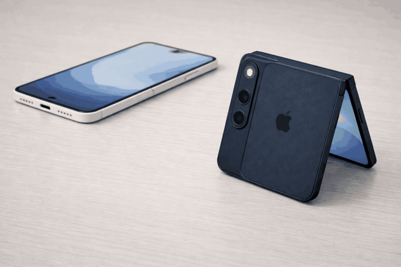 modern foldphone model concept design showing by iPhone