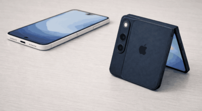 modern foldphone model concept design showing by iPhone