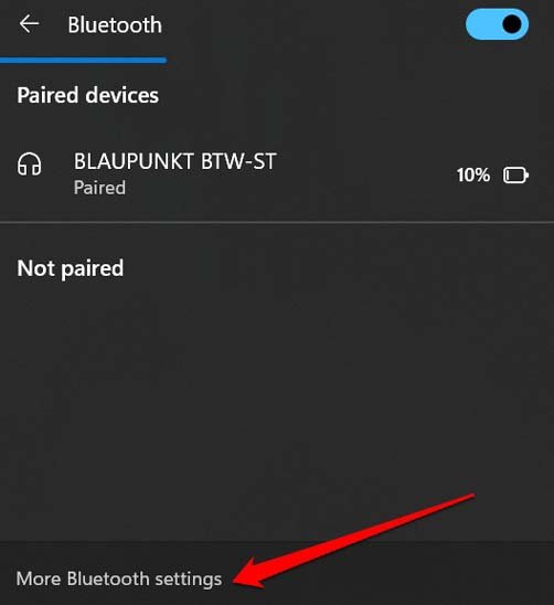 more bluetooth settings