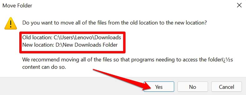 move Downloads folder