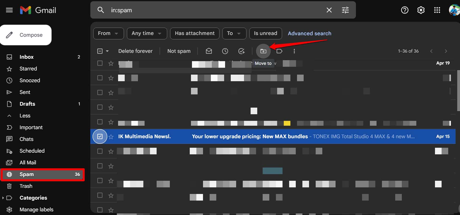 What to Do if You are Not Receiving Emails in Gmail? 6 move email from Spam to inbox in Gmail