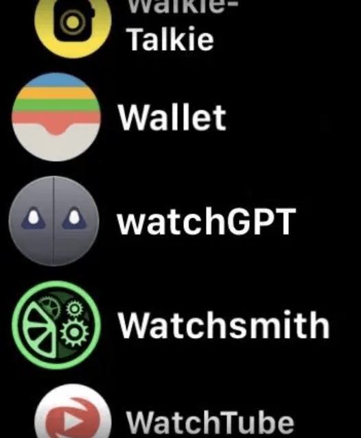 How to Use ChatGPT on Apple Watch? 2 take the watch, move to the apps section, and locate watchGPT
