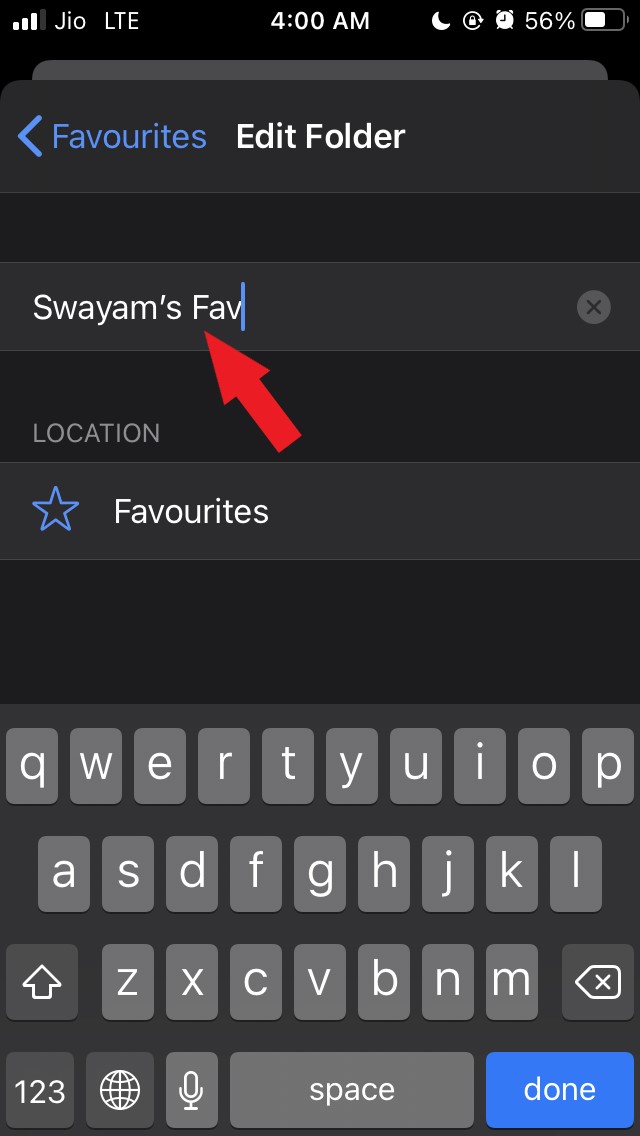 name the custom favorites folder