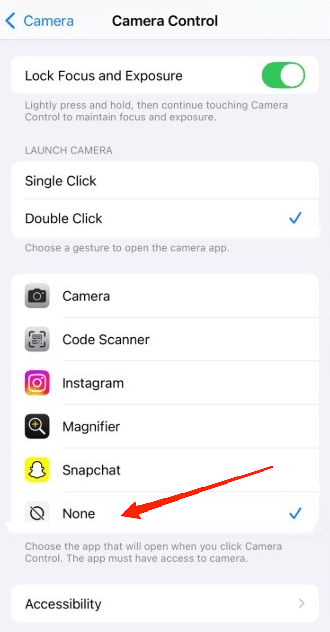 5 Tips to Stop Triggering Camera Control Accidentally on iPhone 9 Under the 'Choose a gesture' section, you will see a list of options.