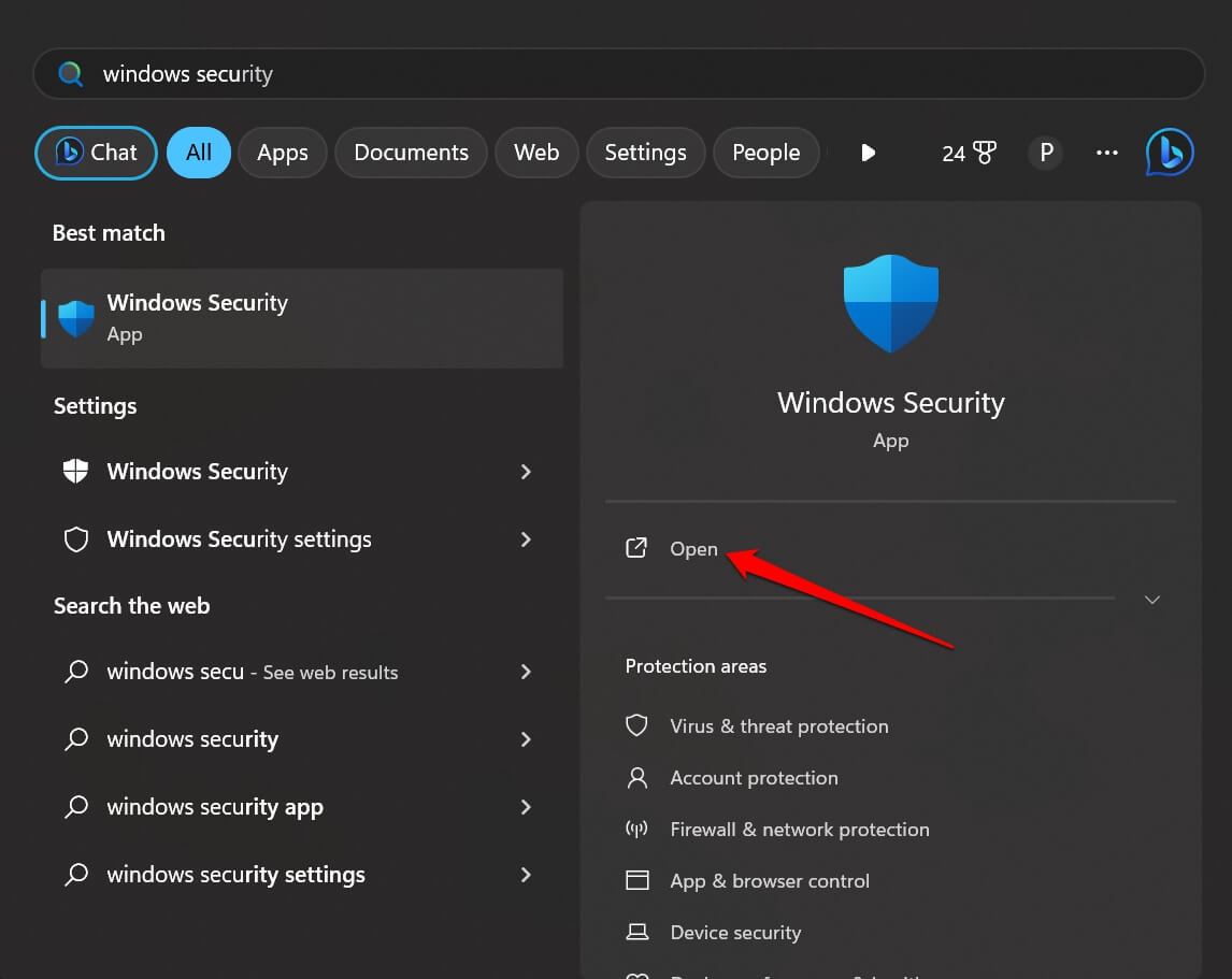 How to Fix Windows Security Protection History Missing in Windows 11 3 open Windows security app Windows 11