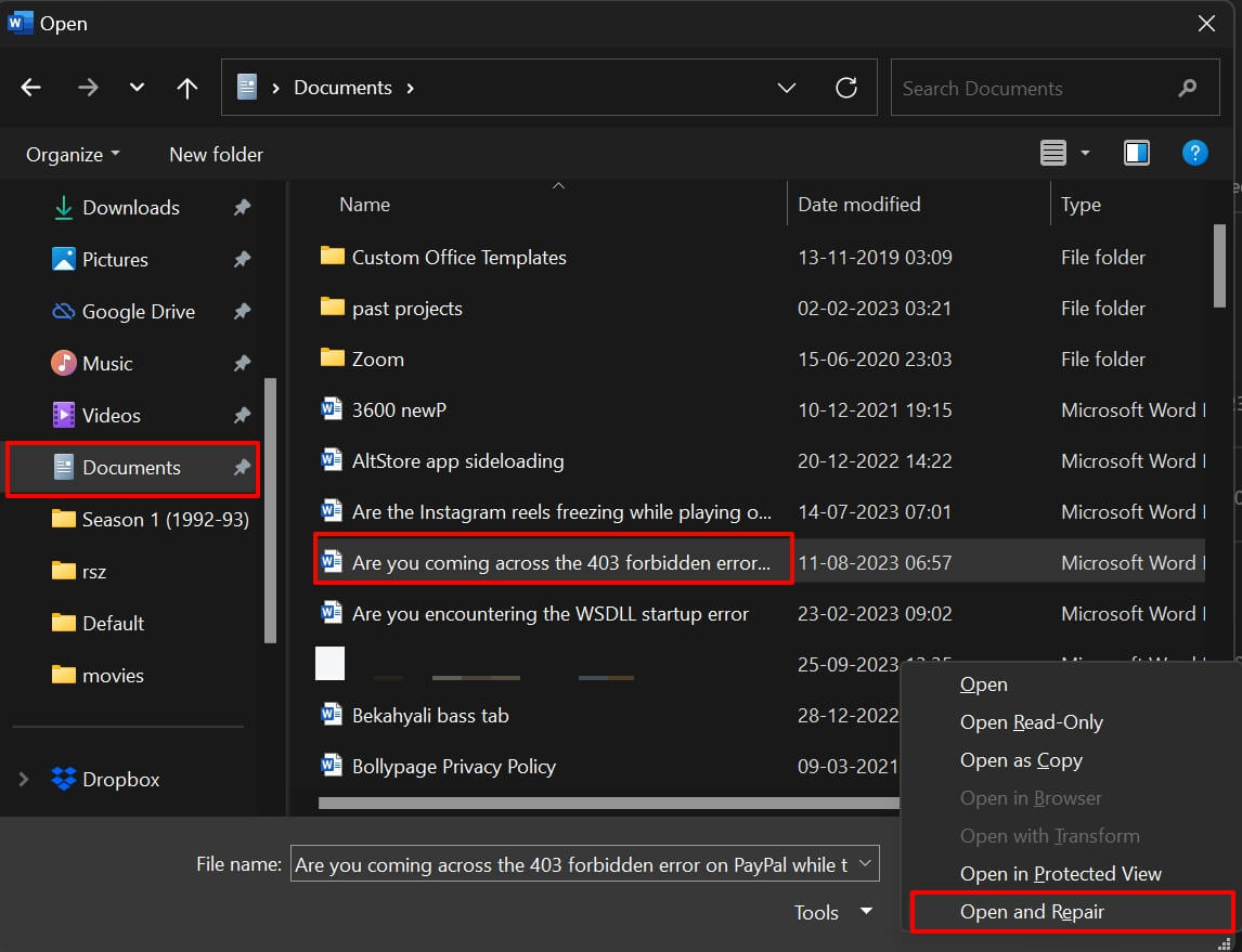 How to Fix ‘This Image Cannot Currently Be Displayed’ Error in Microsoft Word? 17 open and repair MS Word file