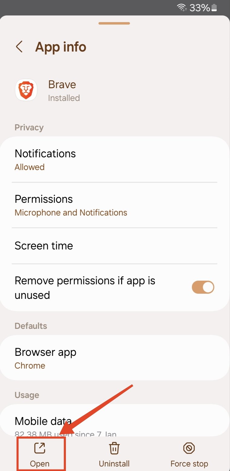 open app from Settings