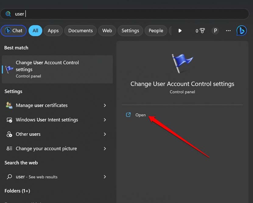 How to Fix Exception Access Violation Error on Windows 11? 3 open change user account control settings