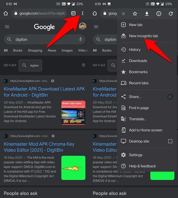 How to Fix Google Search More Button Try Again Error? 5 open chrome incognito mode window on android