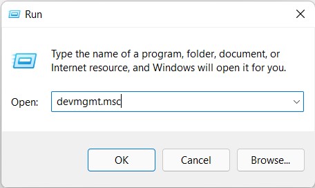 open device manager from run