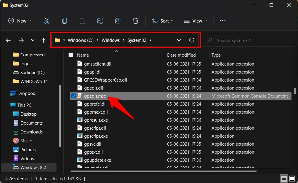 open group policy editor in windows 11 via EXE file