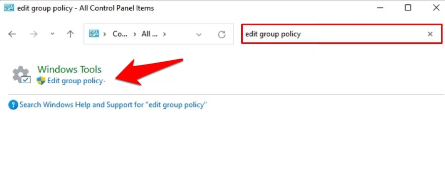 open group policy editor in windows 11 via control panel