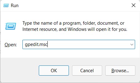 open group policy editor in windows 11 via run
