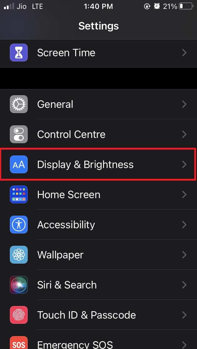 How to Fix Auto Rotate Not Working in iPhone? 6 open iOS display and brightness