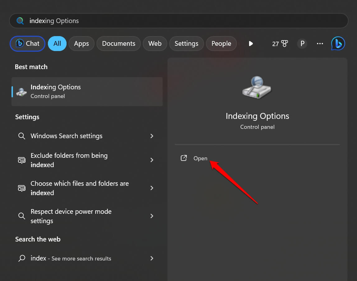 How to Fix File Explorer Stuck at ‘Working on It’ Error in Windows 11? 9 open indexing options