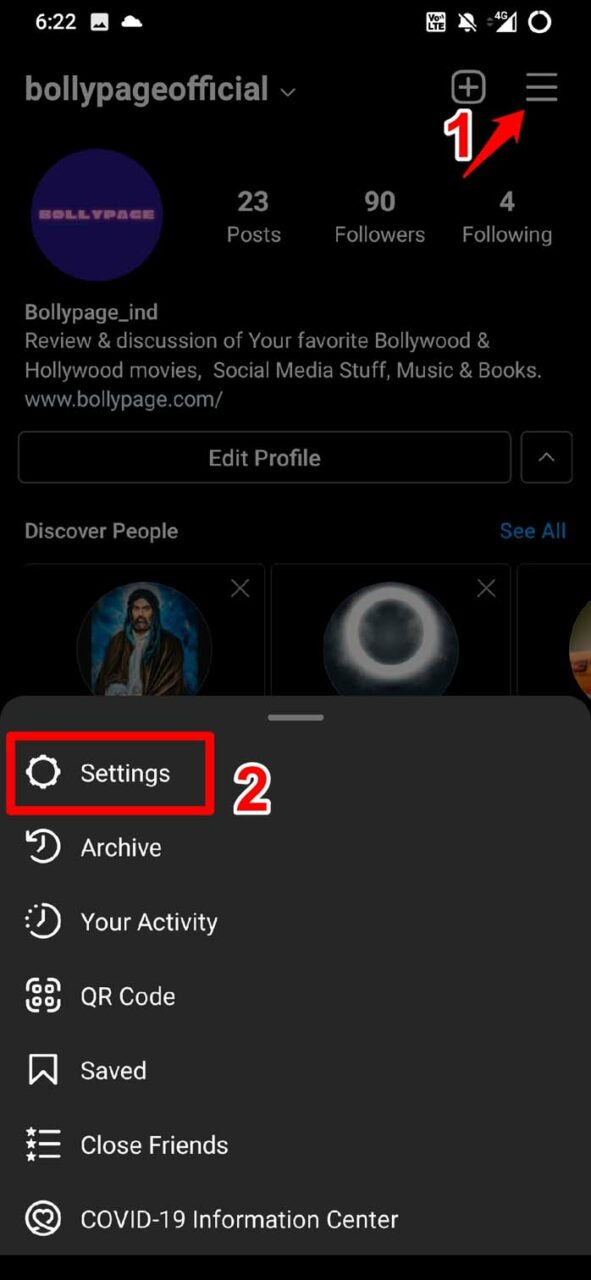open instagram settings