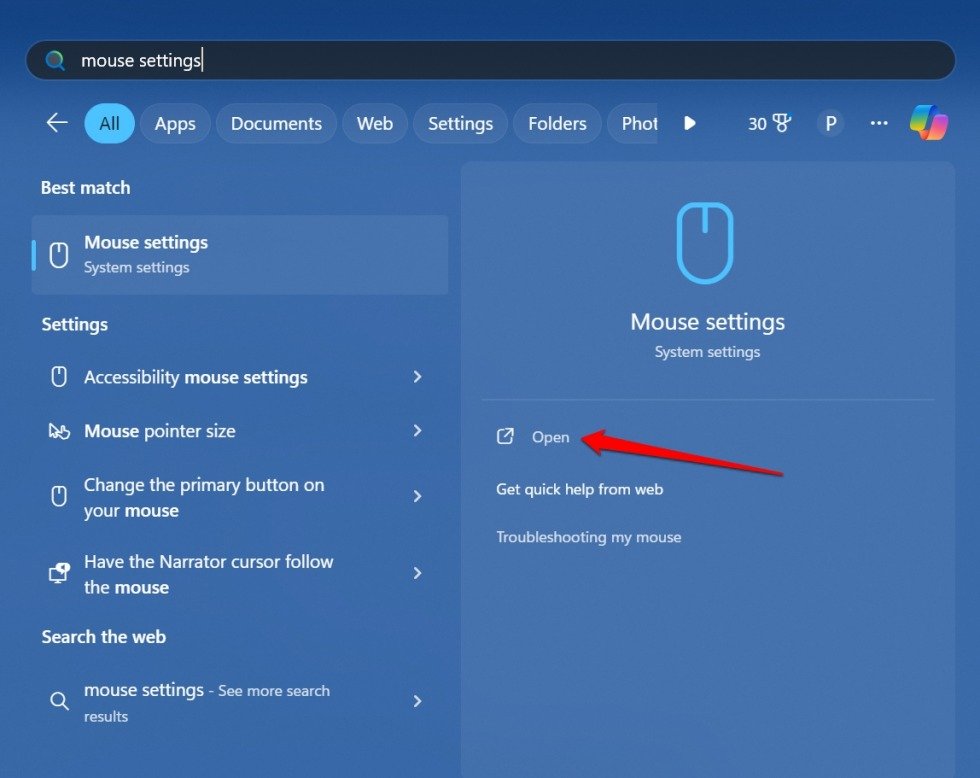 How to Fix Mouse Cursor Invisible in GDocs or Word 2 open mouse settings