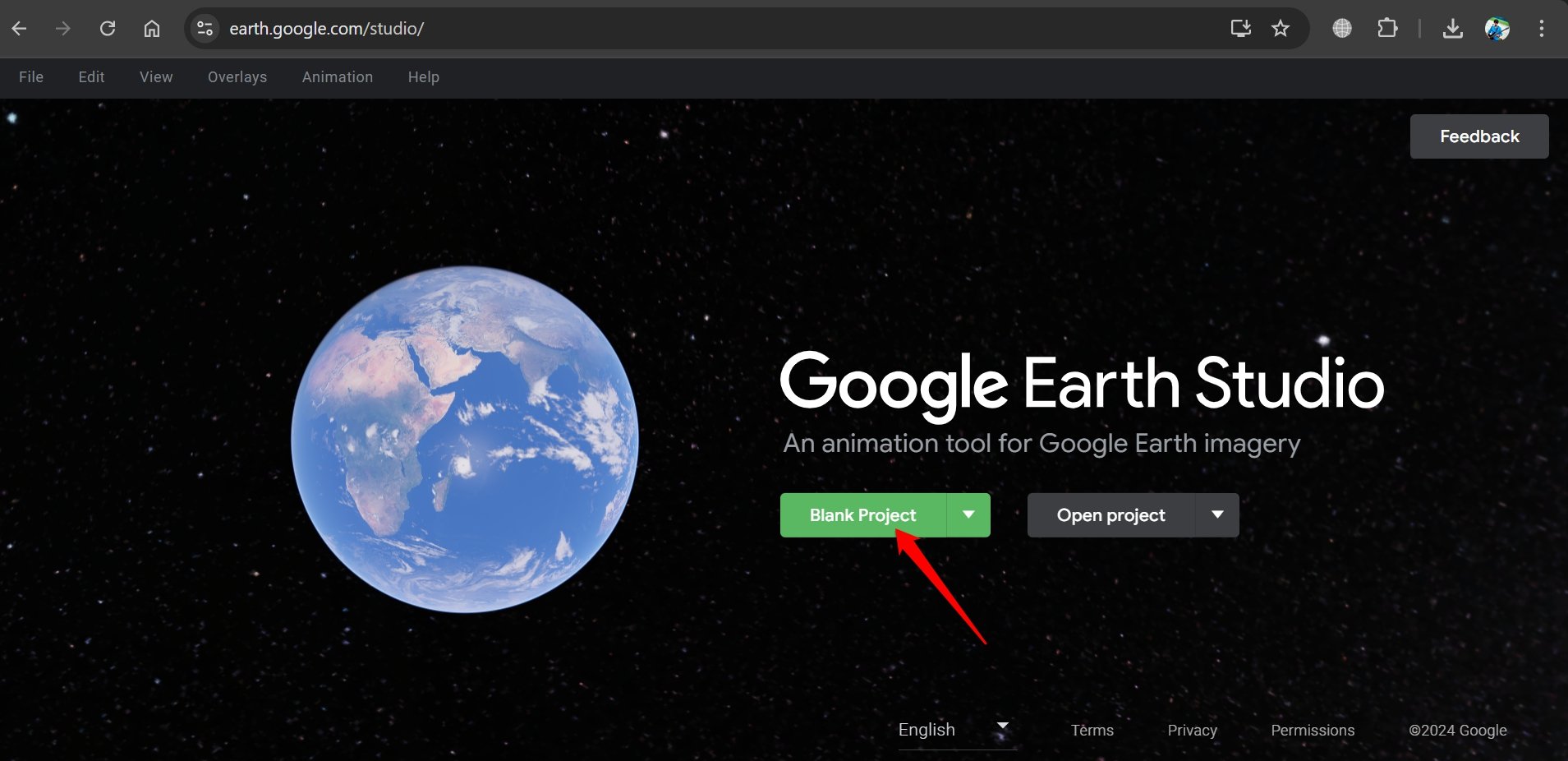 How to Create Fake Drone Shots Using Google Earth Studio? 15 open new project on Google Earth Studio