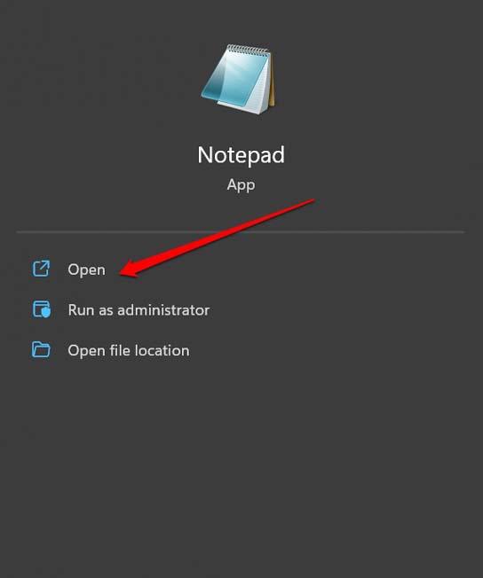 open notepad on Windows