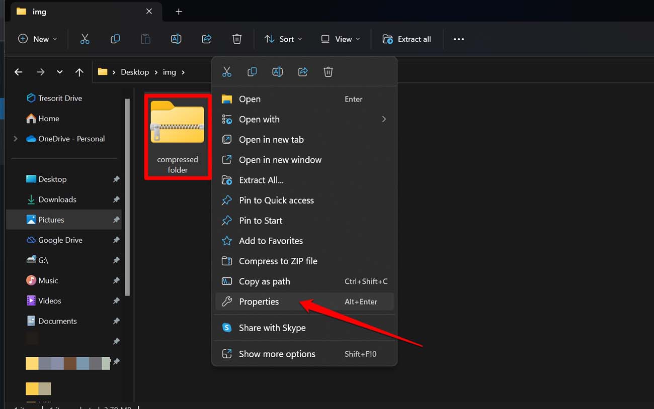 How to Fix 'Compressed (Zipped) Folder Is Invalid' Error on Windows 11? 7 open properties of compressed folder