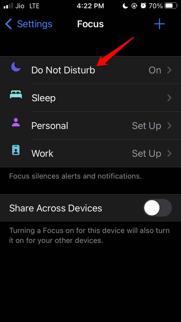 How to Fix Focus Mode Not Working on iOS 15? 3 open the Focus type