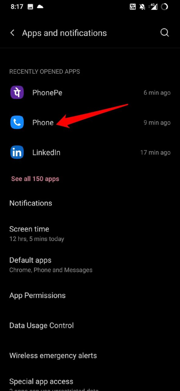 open the Phone app settings
