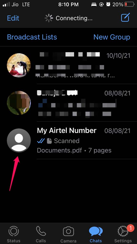 open the WhatsApp contacts profile