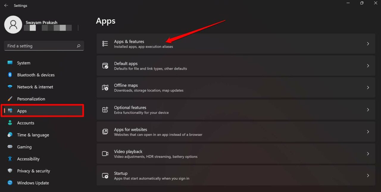 open windows apps features