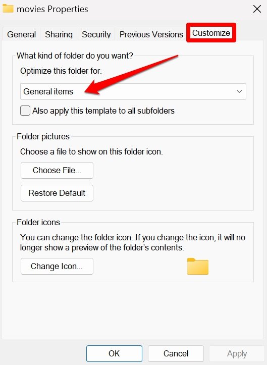 How to Fix File Explorer Stuck at ‘Working on It’ Error in Windows 11? 8 optimize a folder for General items