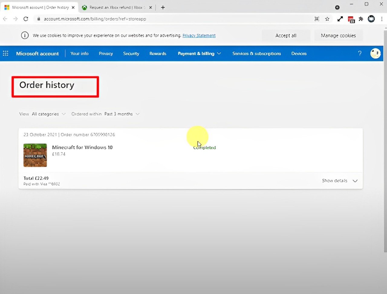 How to Request Refund for Microsoft Store Purchases 3 order history