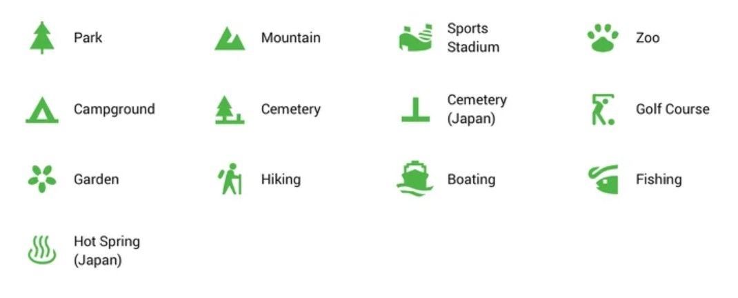What Do Various Google Maps Icons and Symbols Mean 26 outdoor activities and places of interest Google Maps