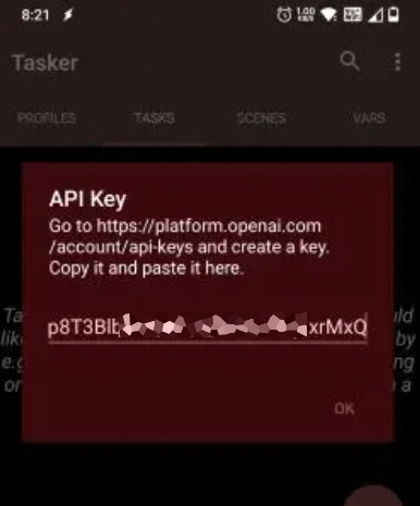 How to Use Voice Control With ChatGPT on Android? 8 paste the OpenAI API key and hit the OK button