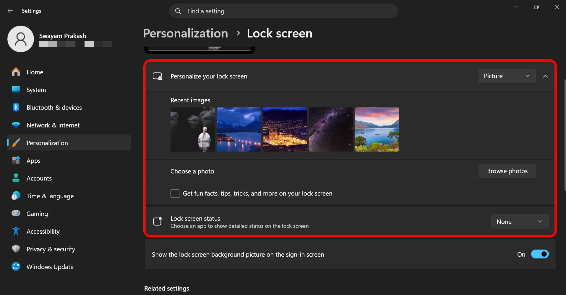 Every Windows 11 setting I turned off after a fresh install in 2026 9 personalize lock screen in Windows 11