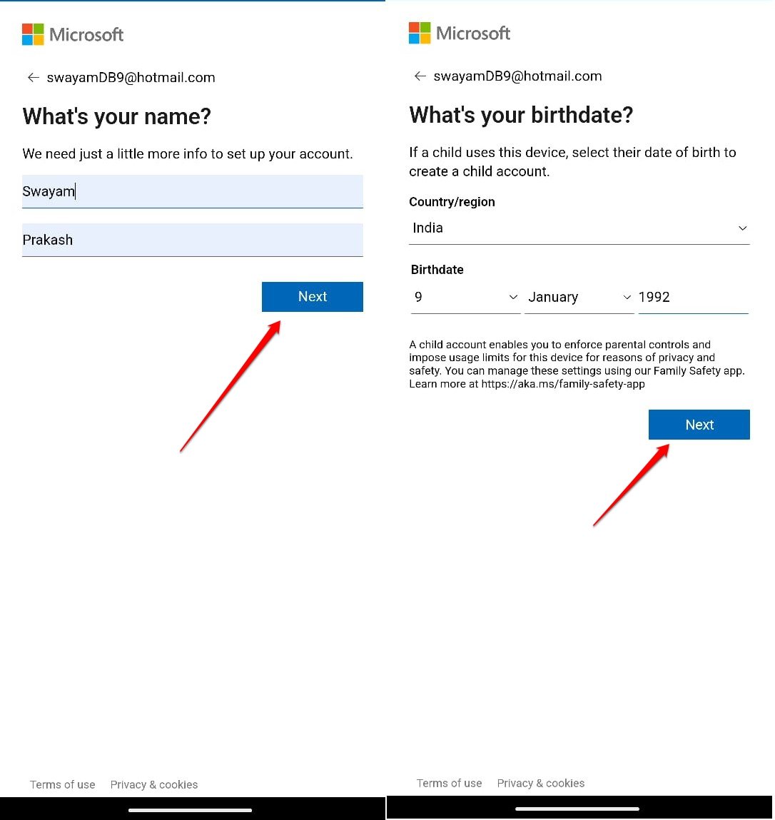 Here's How You Can Make a Hotmail Email Account? 16 pick a name and region for hotmail account