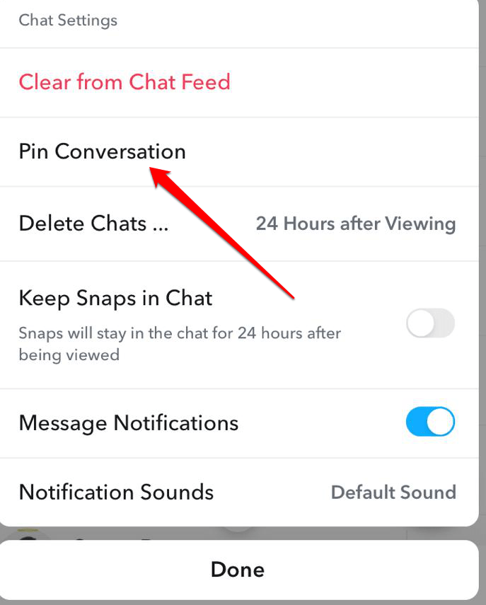 How to Pin Someone on Snapchat? 2 Pin Conversation option on the next screen