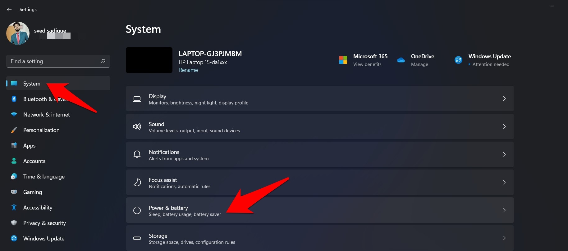power and battery windows 11
