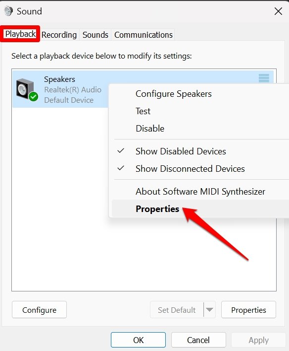 How to Fix Sound Recorder Not Working on Windows 11? 4 properties of playback device