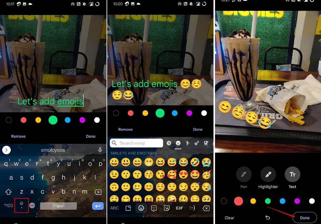 put emoji on a picture using Google Photos