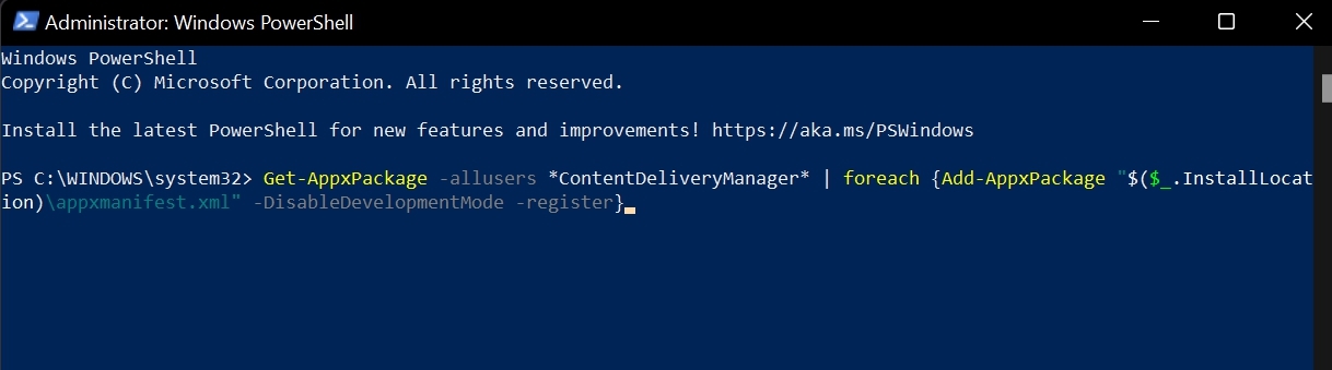 re-register Windows spotlight