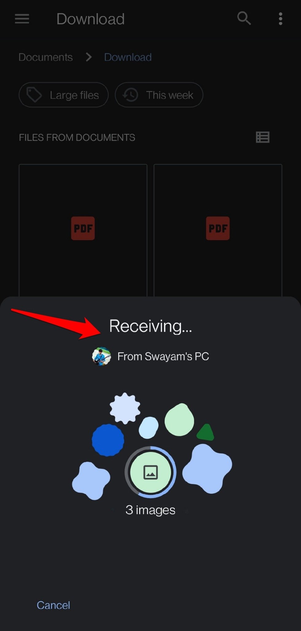receive file on Android using nearby share