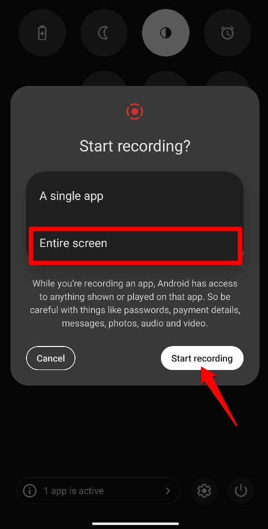 How to Hide Status Bar during Screen Recording in Android 15? 5 record entire screen in Android 15
